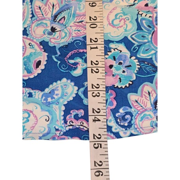 Talbots Woman 1X Blue White Pink Floral Print Blouse - Picture 6 of 6